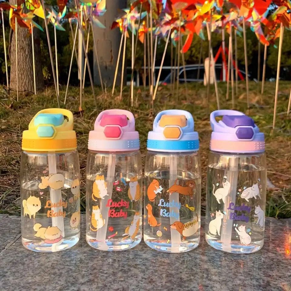 Lucky Baby Water Bottle, Kids Water Sippy Cup, Creative Cartoon Baby Feeding Cup, Portable Baby Water Bottle School Kids Kettle, Water Bottle Bouncing Cup, 480ML Leakproof Children's Straw Cup Lucky Baby Water Bottle, Kids Water Sippy Cup, Creative Cartoon Baby Feeding Cup, Portable Baby Water Bottle School Kids Kettle, Water Bottle Bouncing Cup, 480ML Leakproof Children's Straw Cup